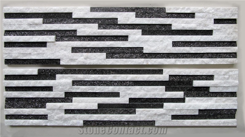 Black White Mixed Color Wall Cladding Stone Stacked Stone Veneer Ledge Stone