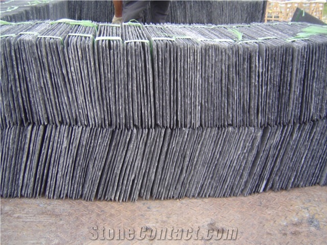 China Black Slate/Quartzite Roofing Tiles, Narual Grey Stone Roof Covering