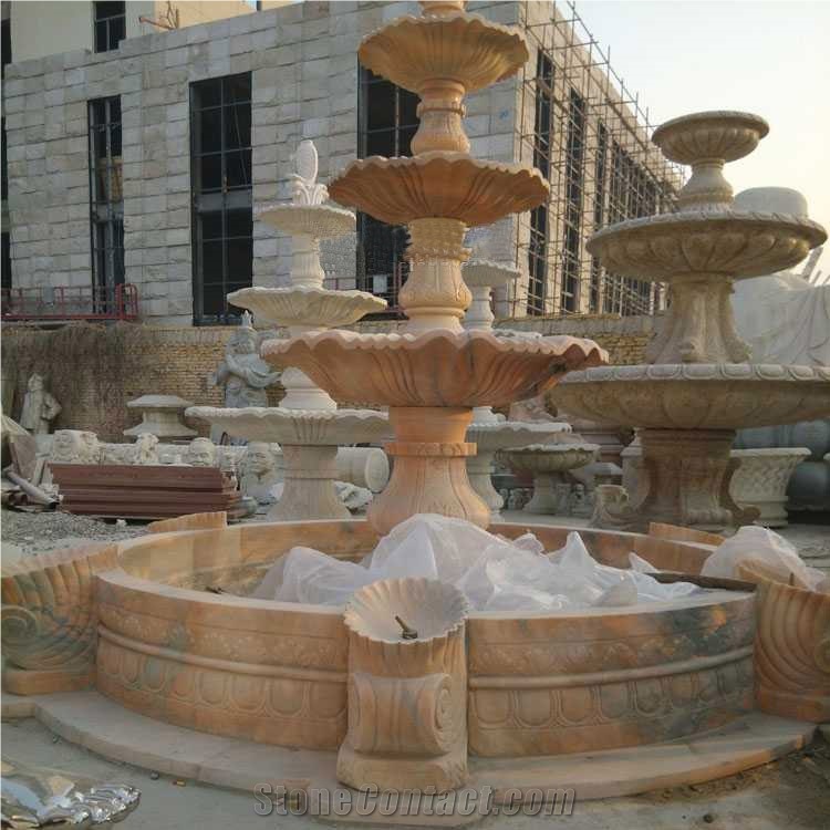 China Marble Fountains, Wanxia Red Pink Marble Fountain