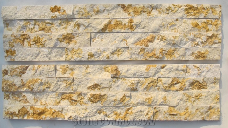 China Yellow Quartzite Cultured Stone, Yellow Wall Panel Ledge Stone/Veneer/Stacked Stone Slim Z Shape Beige Culture Stone