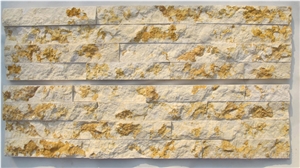 China Yellow Quartzite Cultured Stone, Yellow Wall Panel Ledge Stone/Veneer/Stacked Stone Slim Z Shape Beige Culture Stone