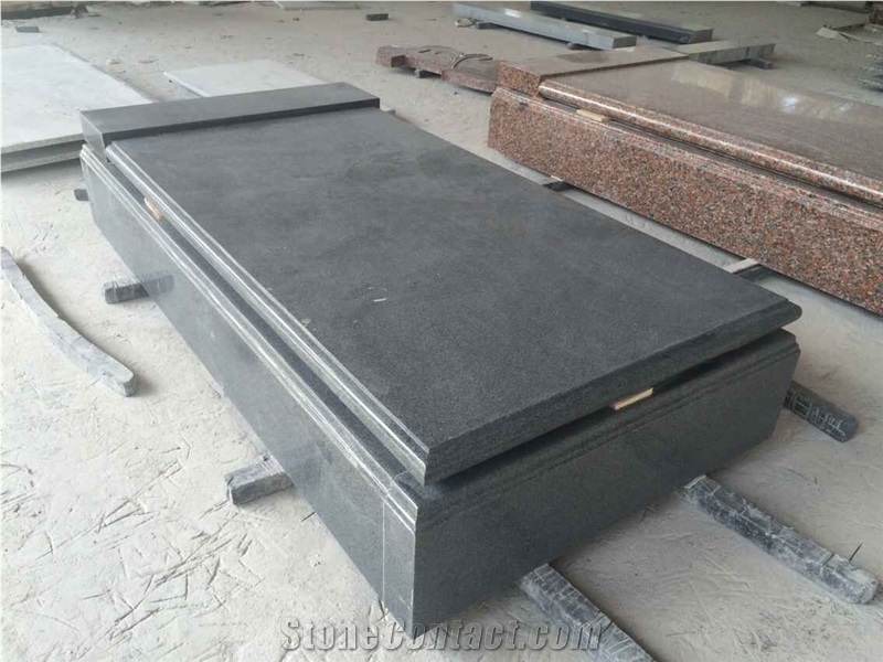 Chinese G654 Granite Western Monuments Cross Tombstones, Engraved Headstones with Vases & Candle Holders