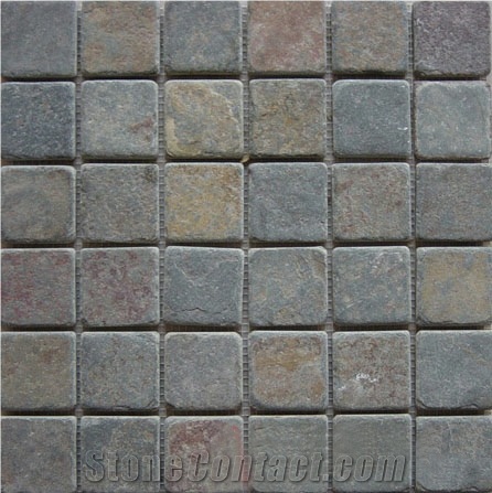 Chinese Natural Quartzite Stone Tumbled Mosaic, Wall/Floor Mosaic for Decoration
