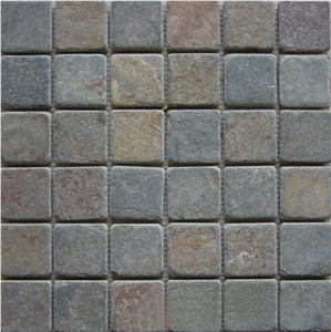 Chinese Natural Quartzite Stone Tumbled Mosaic, Wall/Floor Mosaic for Decoration