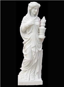 Chinese White Marble European Statue Exquisite Hand-Carved Sculptures