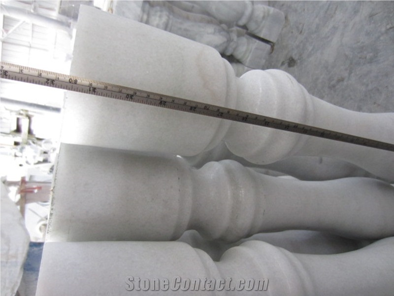 Diameter 12cm X High80cm White Marble Baluster,China Polished Square & Round White Marble Baluster, Modern Design Marble Stone Railing for Interior & Exterior Decoration, Guangxi White Marble Baluster