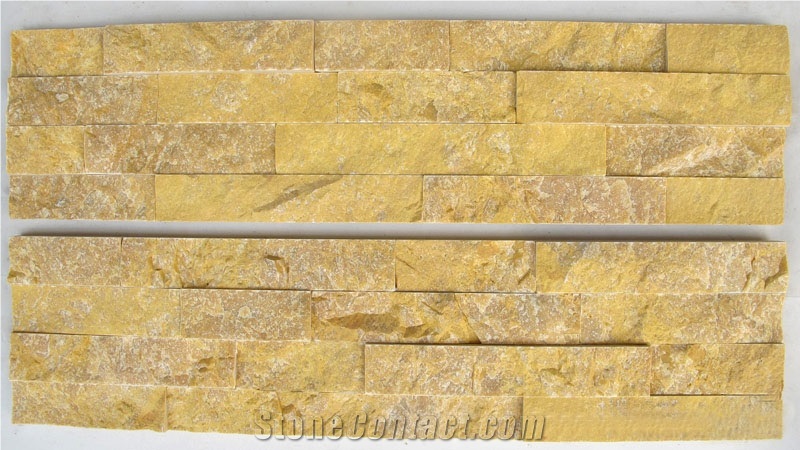 Feature Wall Stacked Stone Veneer Yellow Quartzite Ledge Culture Stone