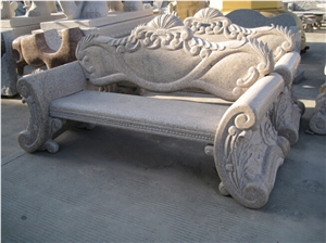 Natural Granite G682 Exterior Furniture Outdoor Bench Hand-Carved Garden/Park Chair for Landscaping