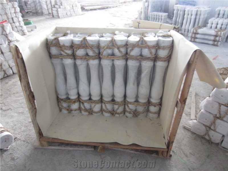 White Marble Balustrade,Guangxi White Marble Railing,China White Stone Balustrade,Marble Balustrade & Railings