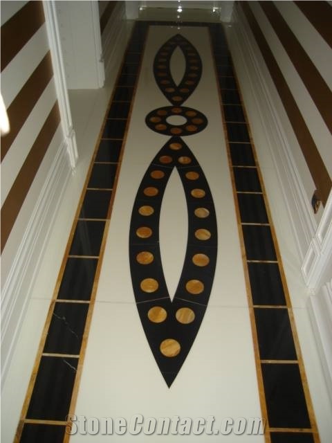 Black Pearl Marble Waterjet Floor Pattern