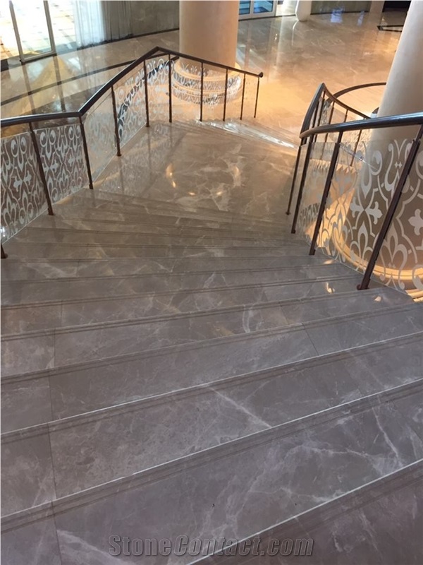 Polished Cream Karaman Marble Staircase