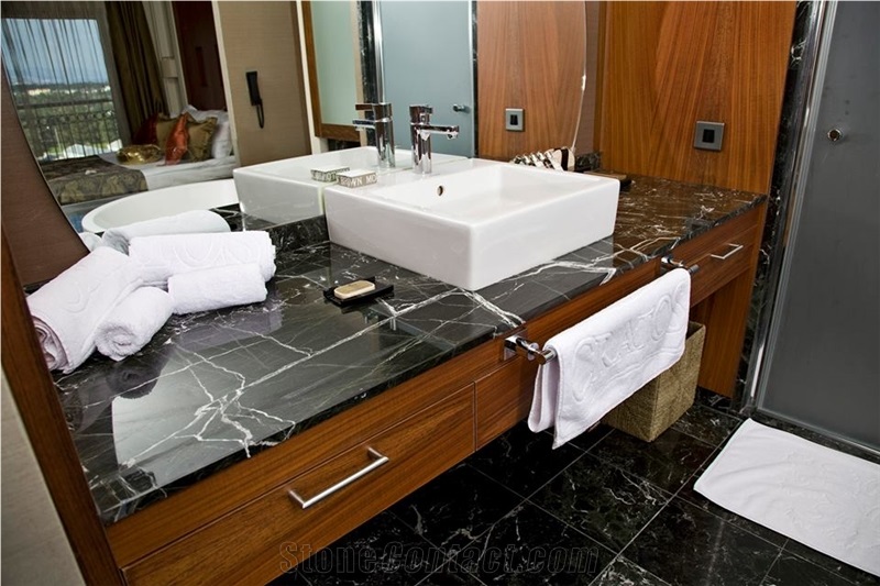 Verde Antico, Petroleum Green Marble Hotel Bathroom Top