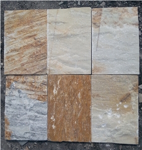 China Factory Direct Sales Cheap 1.5cm Thick Natural Surface Rectangle Light Yellow Slate Floor Tile, Stone Yellow Slate Slabs & Tiles
