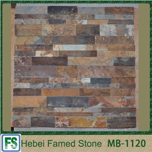China Multicolor Quartzite Cultured Stone, Stacked Stone Veneer for Fireplace Wall Cladding,Rusty Ledge Stone Veneer