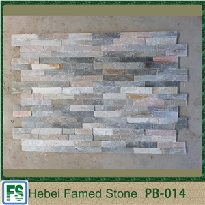 China Multicolor Slate Cheap Interior Cultured Stone ,Natural Slate Brick Wall Cladding,Thin Stacked Stone Veneer