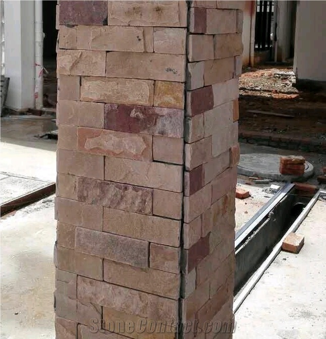 China Pink Sandstone Tiles for Making Square Columns