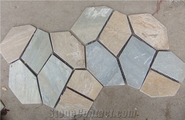 Chinese Slate Net Paste Stone Flagstone,Mixed Color Mesh Back Stone