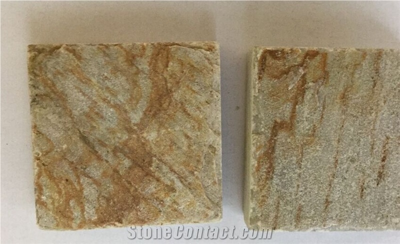 Hebei Golden Slate Stone Cube Stone for Paving in Customized Sizes