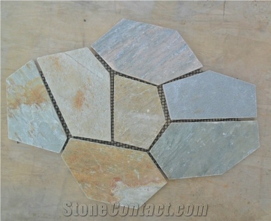 Hot Products-Chinese Multicolor Flagstone Mat Mesh Stone Tile
