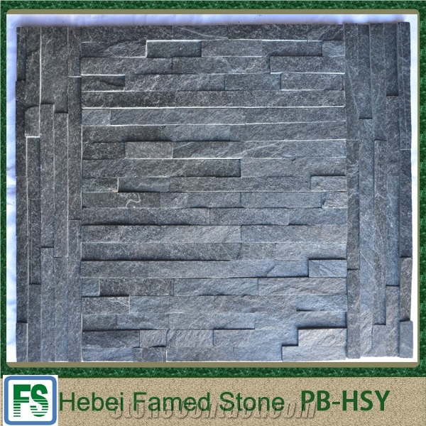 Natural Dark Grey Cultured Veneer Stone ,Black Cultured Veneer Stone for Wall Decoration, Natural Quartz Stone Black Quartzite Cultured Stone