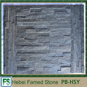 Natural Dark Grey Cultured Veneer Stone ,Black Cultured Veneer Stone for Wall Decoration, Natural Quartz Stone Black Quartzite Cultured Stone