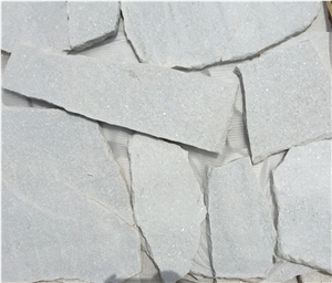 Natural Irregular Flamed White Quartz Stone Floor Tiles, Natural Quartz Stone White Quartzite Flagstone