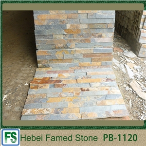 Products in Stock Cultured China Multicolor Slate Pieces Cultured Stone, Rusty Wall Cladding Stone Veneer