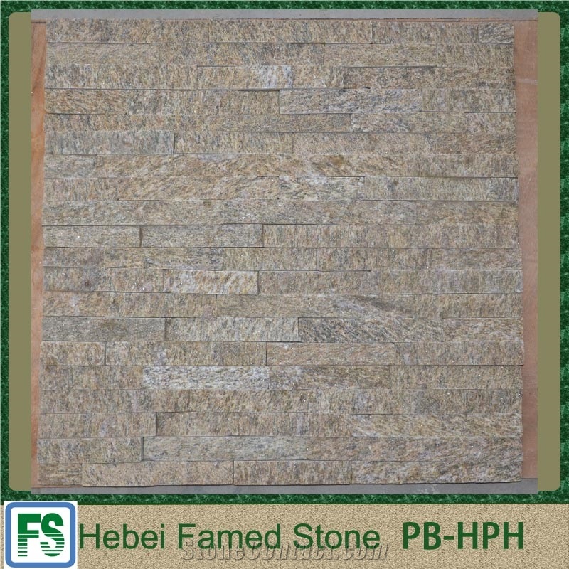 Yellow Tiger Skin Rust Granite Cultured Stone Wall Panel, Beige Granite Cultured Stone.Stacked Stone Wall Cladding