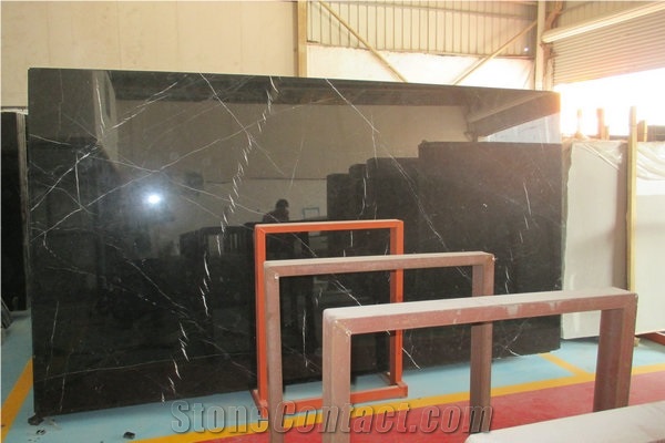 Nero Marquina Black with White Vein Marble Slabs & Tiles, China Black Marble