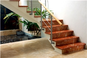 Rojo Alicante Marble Staircase
