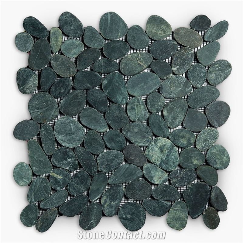 Flat Cut Mosaic, Swarthy Black Marble Flat Cut Tile