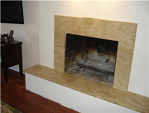 Beige Travertine Custom Design Fireplace Surround