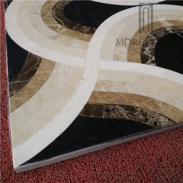 Black and White Marble Inlay Water Jet Tiles