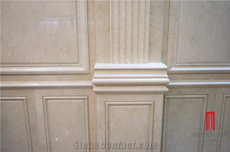 Chinese Manufacture Latte Beige Marble Bullnose Molding ,Border Decos for Wall