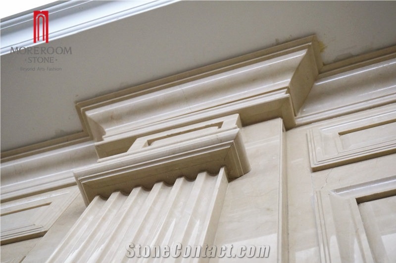 Chinese Manufacture Latte Beige Marble Bullnose Molding ,Border Decos for Wall