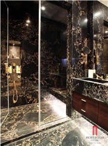 Italy Porto Venere Top Portoro Gold Marble Slab for Luxury Bathroom Designs