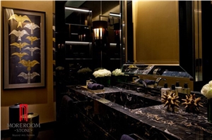 Italy Porto Venere Top Portoro Gold Marble Slab for Luxury Bathroom Designs