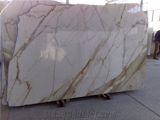 Italy Sovicille Calacatta Gold Marble Slab for Counter Top and Bathroom Flooring, Italy White Marble