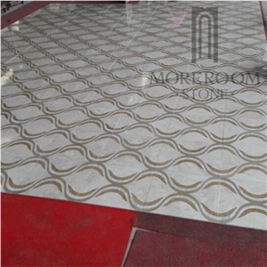 Multicolor Water-Jet Medallion Modern Design Marble Pattern Floor