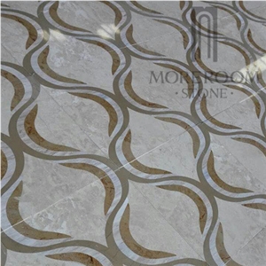 Multicolor Water-Jet Medallion Modern Design Marble Pattern Floor
