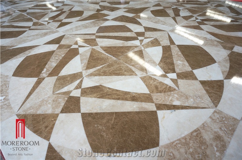 Spain Emperador Light Marble Waterjet Medallions Modern Design Marble Inlay Waterjet Medallions for Hotel Project