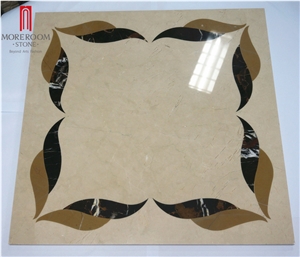 Spain Grade a Crema Marfil Marble Carpet Square Waterjet Medallions