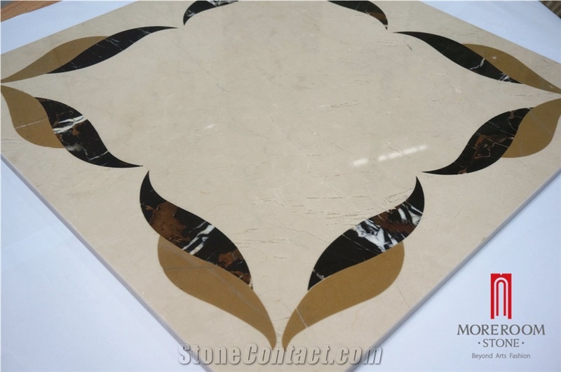 Spain Grade a Crema Marfil Marble Carpet Square Waterjet Medallions
