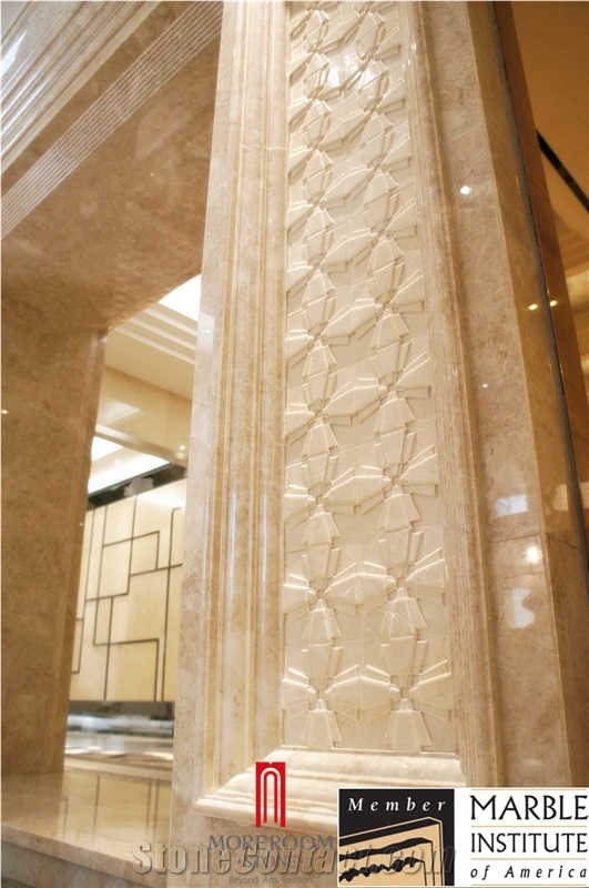 Villa Background Wall Design 3d Cnc Beige Marble Decor