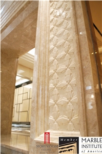 Villa Background Wall Design 3d Cnc Beige Marble Decor