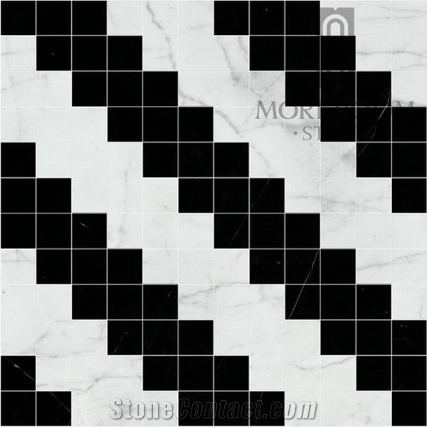 Volakas Marble Floor Black and White Mosaic Design for Wall Decorative