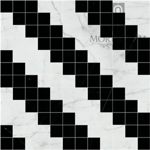 Volakas Marble Floor Black and White Mosaic Design for Wall Decorative