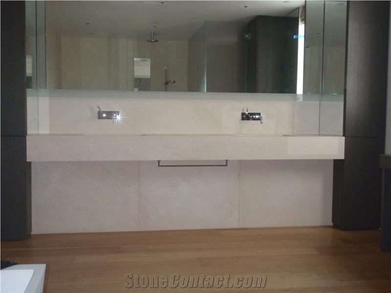 White Artificial Stone Commercial Bathroom Top