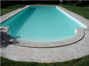 Chanceaux Limestone Pool Coping, Pool Deck Pavements, Grey Limestone France Pool Coping