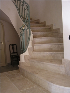 Pierre Ampilly Limestone Staircase, Steps, Beige France Limestone